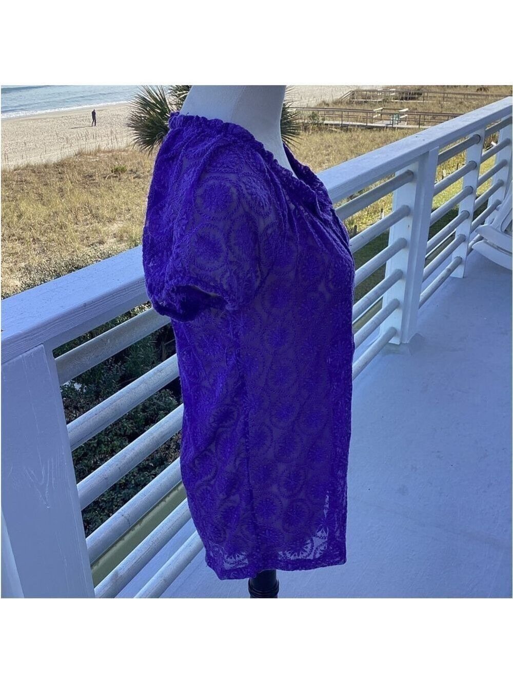 Purple Chico’s embroidered semi-sheer top - Picture 4 of 9